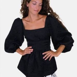 Laagam Cecile black tie back top